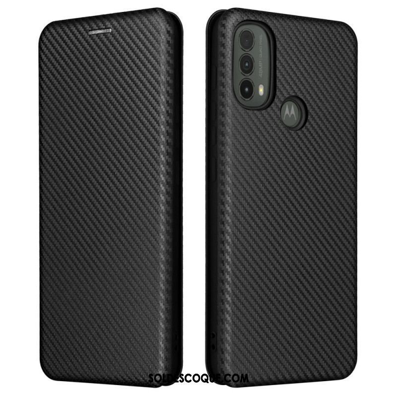 Flip Cover Moto E40 / E30 / E20 Fibre Carbone