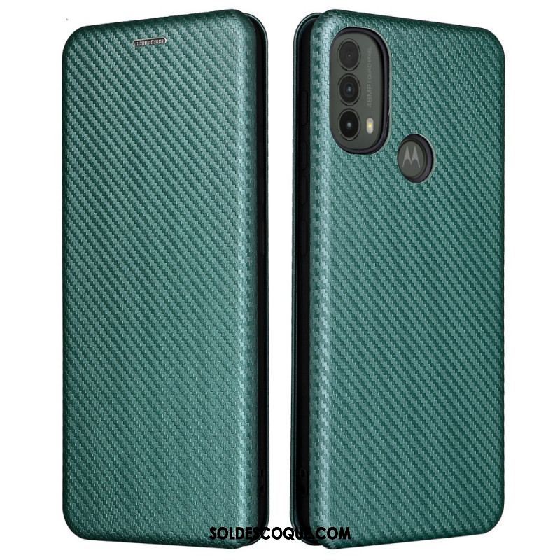 Flip Cover Moto E40 / E30 / E20 Fibre Carbone