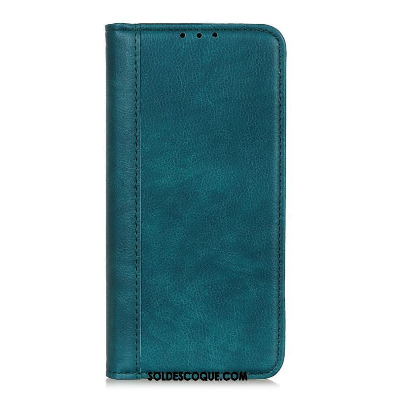 Flip Cover Moto G200 5G Version Cuir Litchi Fendu