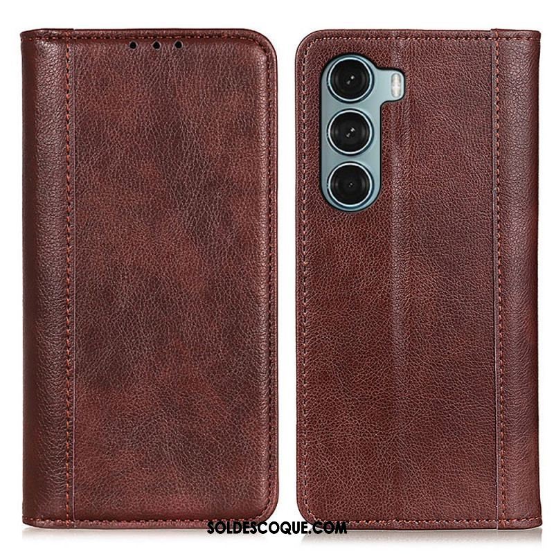 Flip Cover Moto G200 5G Version Cuir Litchi Fendu