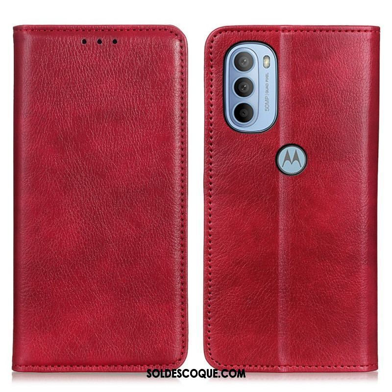 Flip Cover Moto G41 / G31 Cuir Fendu Mat