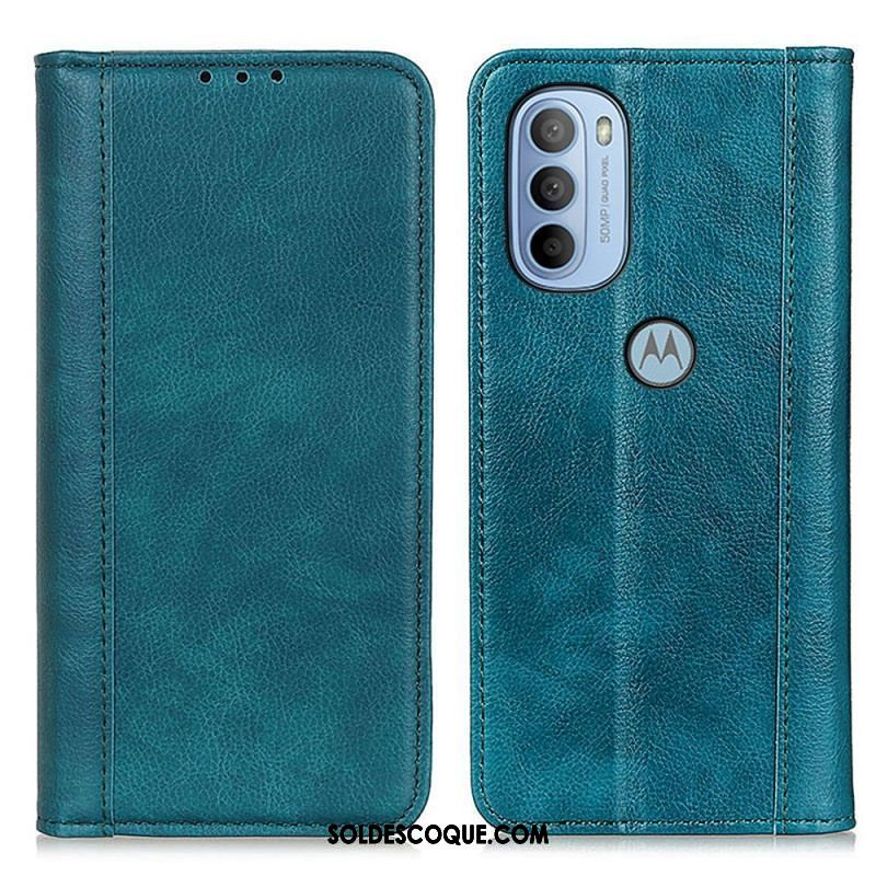 Flip Cover Moto G41 / G31 Cuir Litchi Fendu Élégance