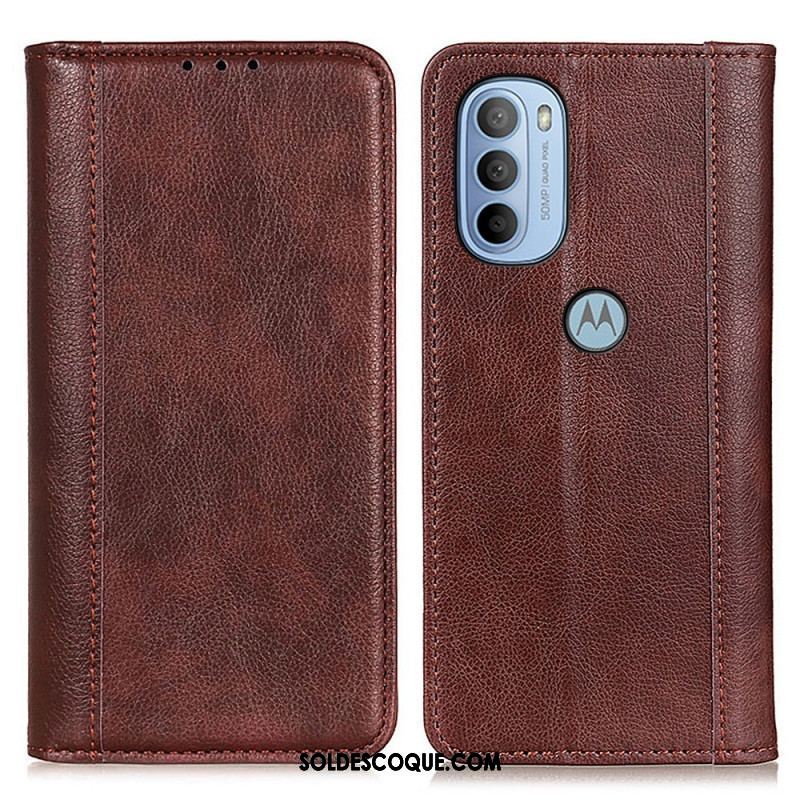 Flip Cover Moto G41 / G31 Cuir Litchi Fendu Élégance