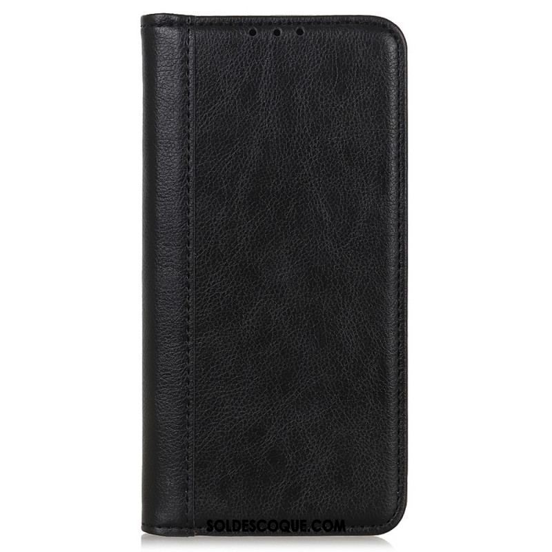 Flip Cover Moto G51 5G Cuir Litchi Fendu Élégance