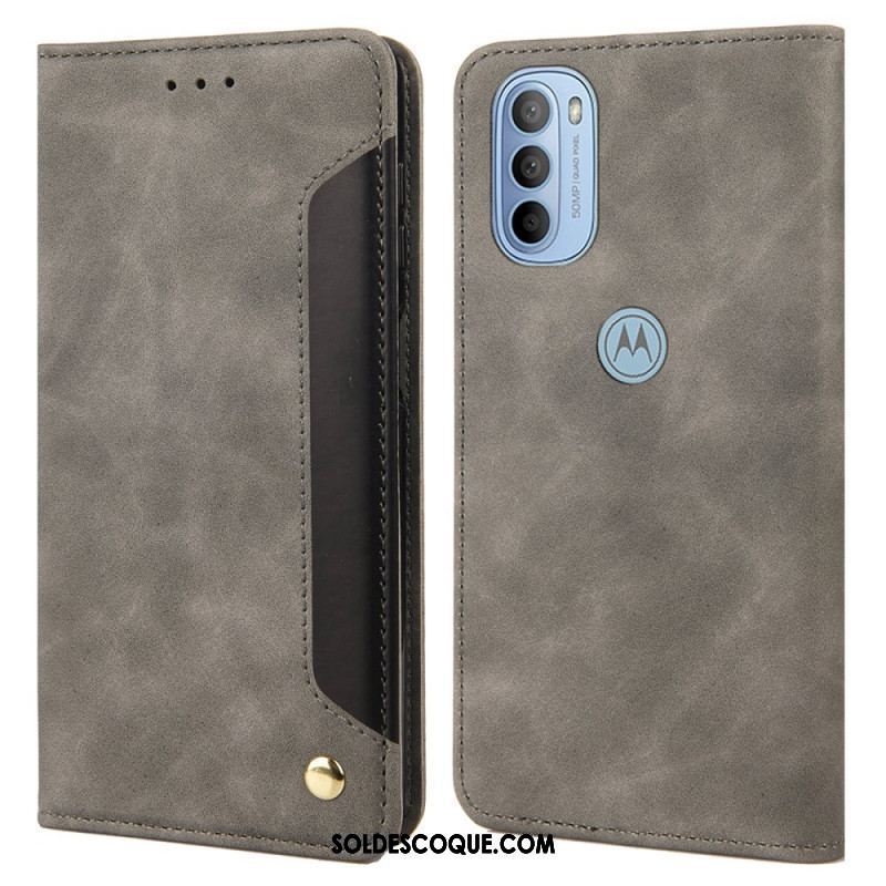 Flip Cover Moto G51 5G Effet Cuir Business Bicolore