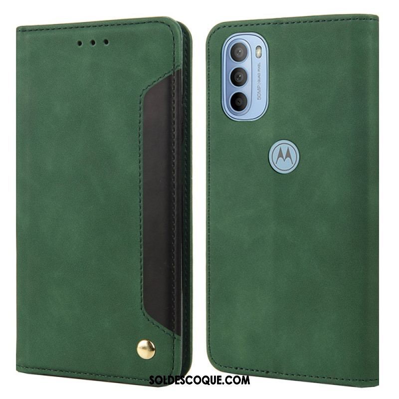 Flip Cover Moto G51 5G Effet Cuir Business Bicolore