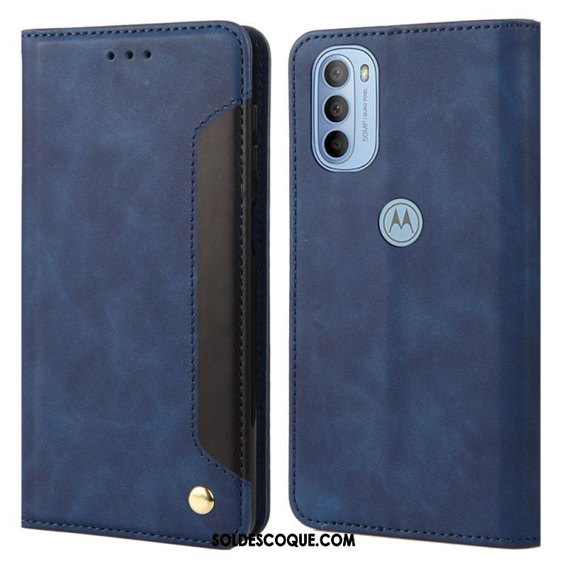 Flip Cover Moto G51 5G Effet Cuir Business Bicolore