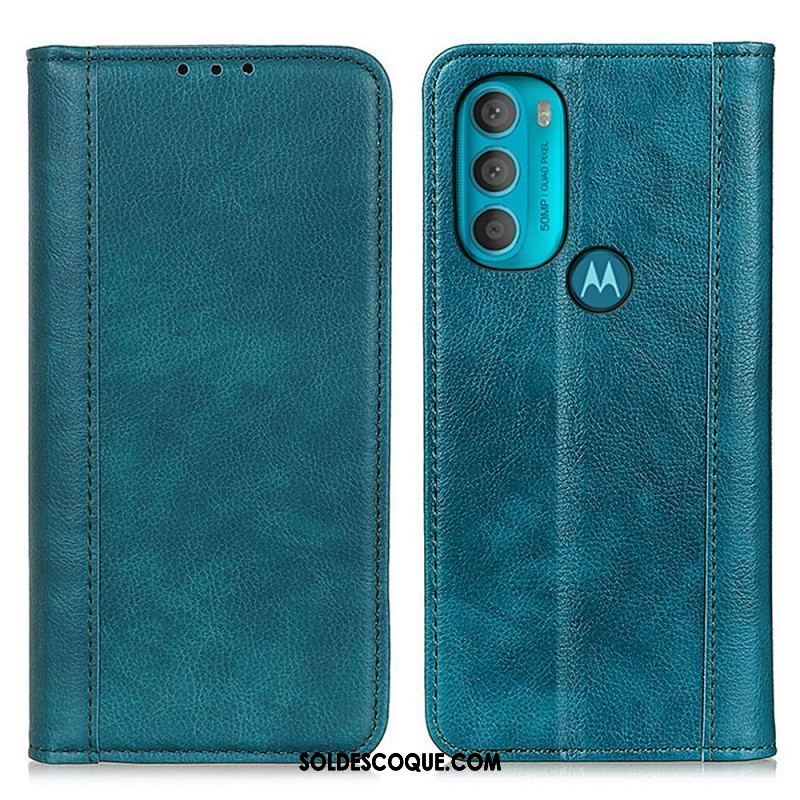 Flip Cover Moto G71 5G Cuir Litchi Fendu Élégance