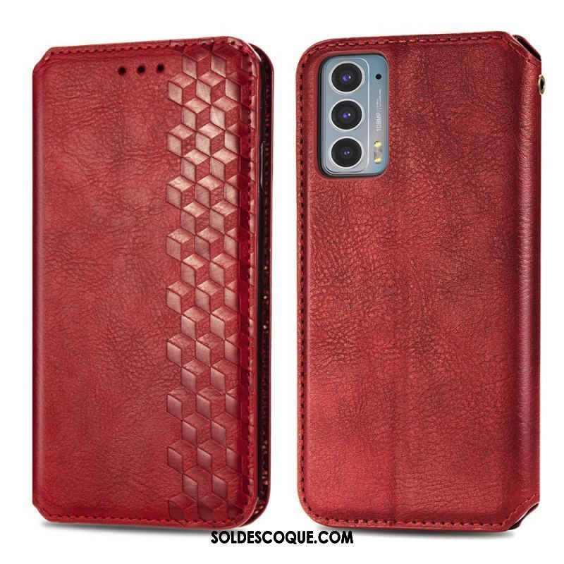 Flip Cover Motorola Edge 20 Effet Cuir Texture Diamant