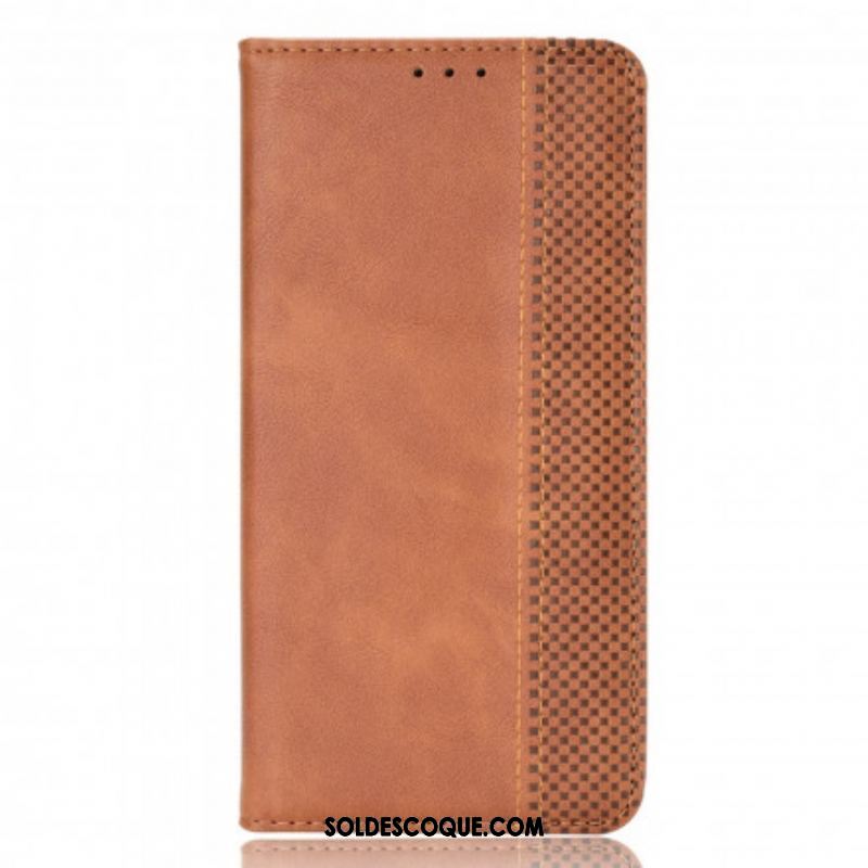 Flip Cover Motorola Edge 20 Lite Effet Cuir Vintage Stylisé