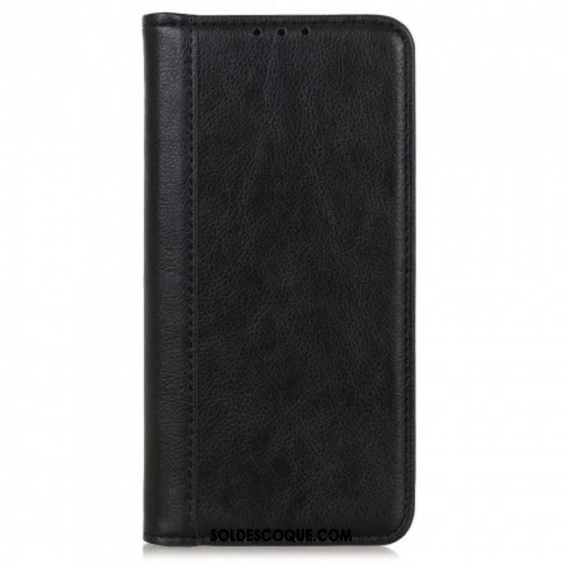 Flip Cover Motorola Edge 20 Lite Version Cuir Litchi Fendu