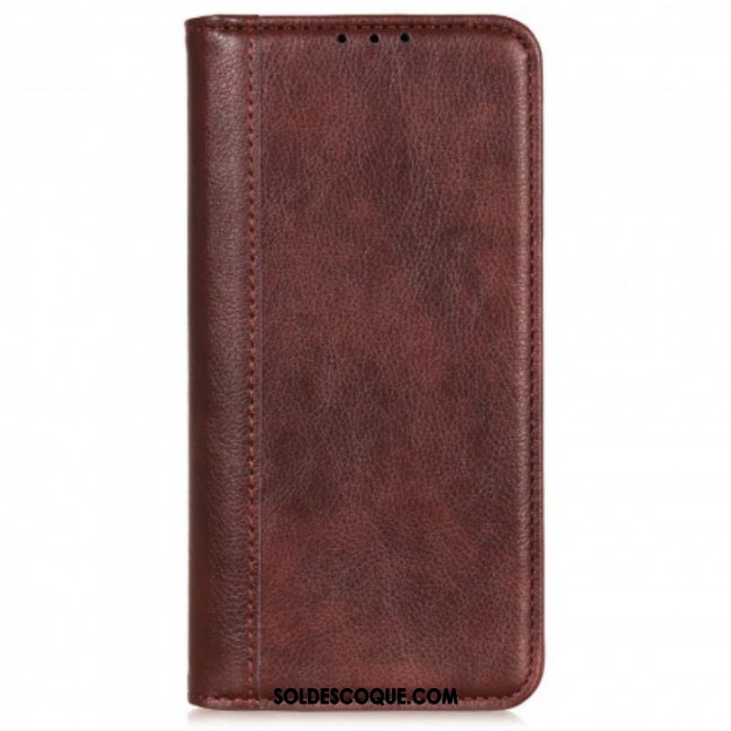 Flip Cover Motorola Edge 20 Lite Version Cuir Litchi Fendu