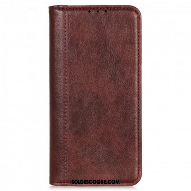 Flip Cover Motorola Edge 20 Pro Version Cuir Litchi Fendu