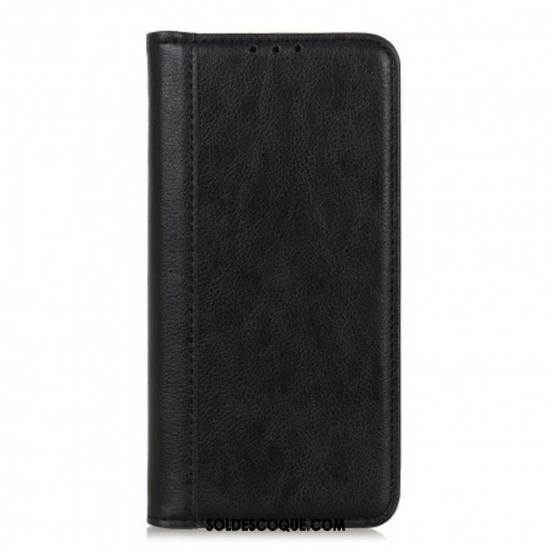 Flip Cover Motorola Edge 20 Version Cuir Litchi Fendu