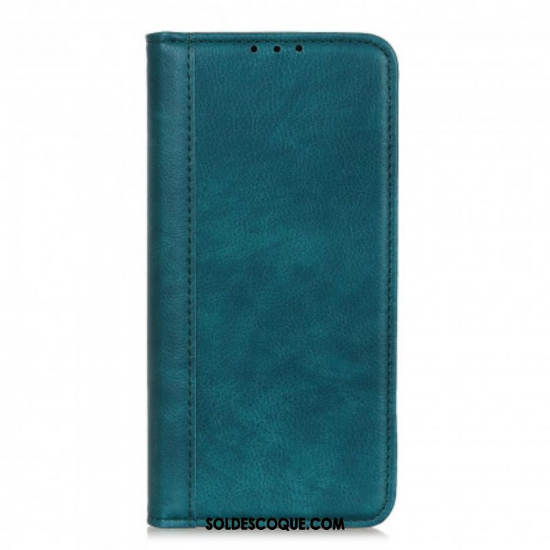 Flip Cover Motorola Edge 20 Version Cuir Litchi Fendu