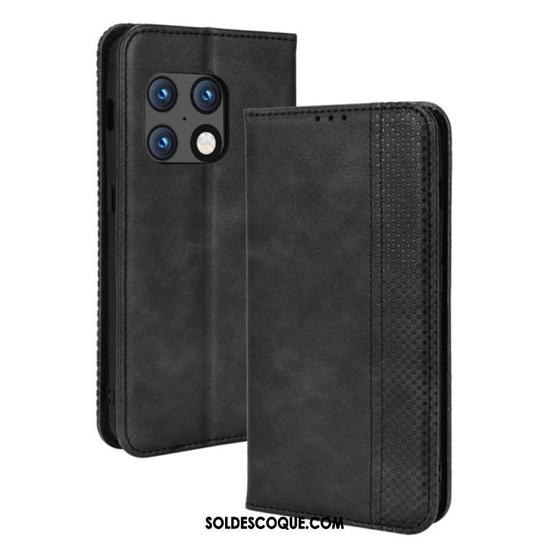 Flip Cover OnePlus 10 Pro 5G Effet Cuir Vintage Stylisé