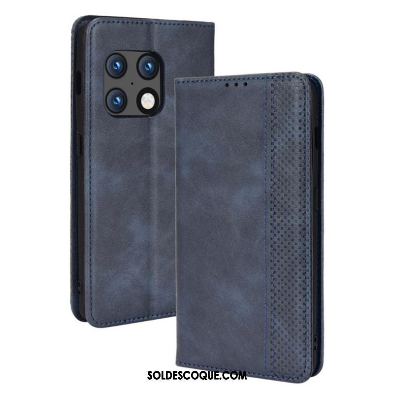 Flip Cover OnePlus 10 Pro 5G Effet Cuir Vintage Stylisé