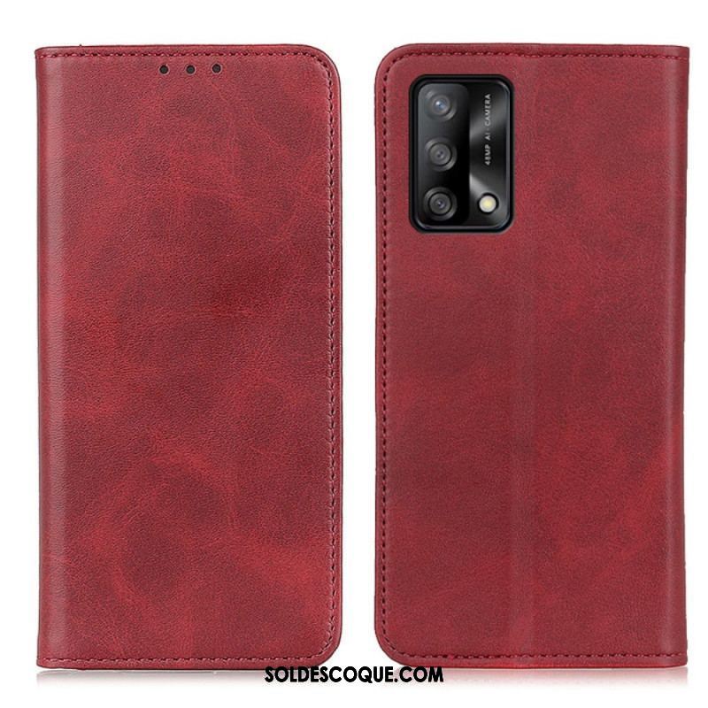 Flip Cover Oppo A74 4G Cuir Fendu Élégance