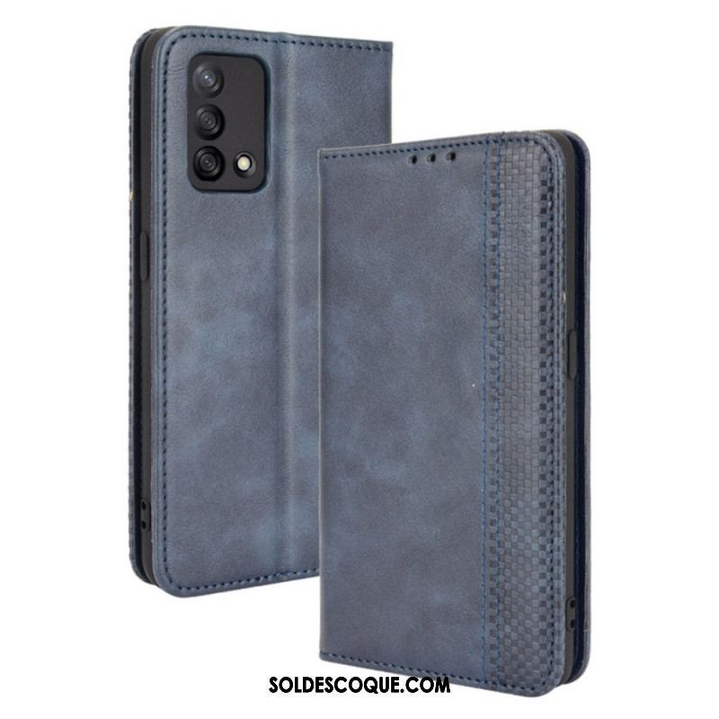 Flip Cover Oppo A74 4G Effet Cuir Vintage Stylisé