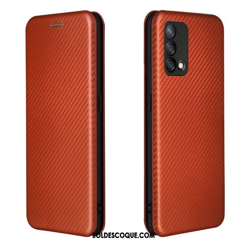 Flip Cover Oppo A74 4G Fibre Carbone