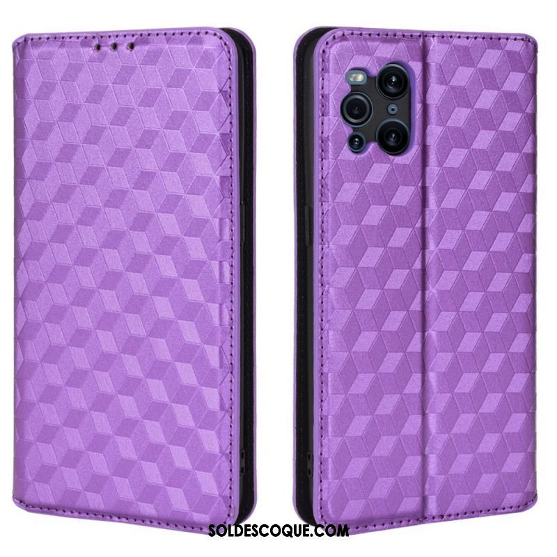 Flip Cover Oppo Find X3 / X3 Pro Effet Cuir Diamant