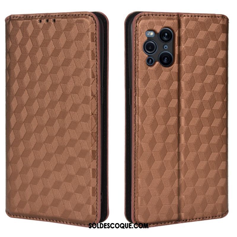 Flip Cover Oppo Find X3 / X3 Pro Effet Cuir Diamant