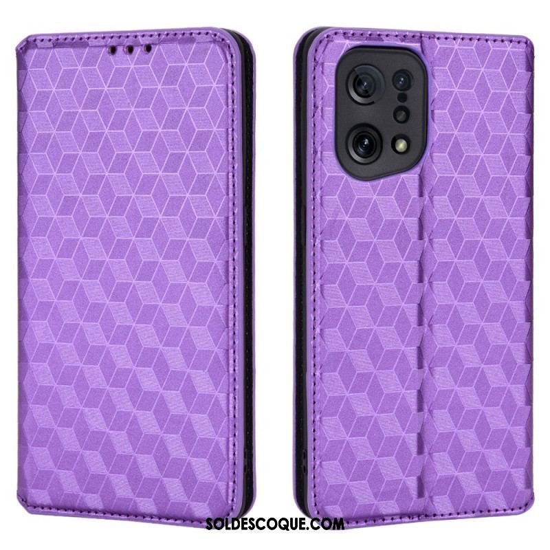 Flip Cover Oppo Find X5 Effet Cuir Diamant