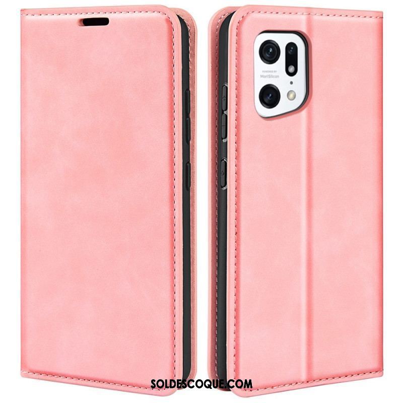 Flip Cover Oppo Find X5 Effet Cuir Douceur Soie