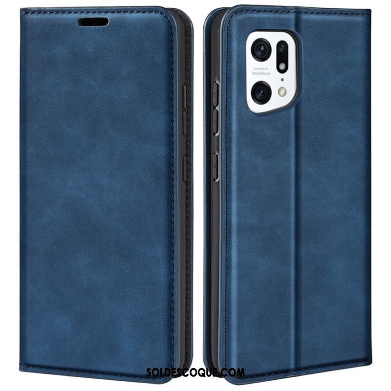 Flip Cover Oppo Find X5 Effet Cuir Douceur Soie