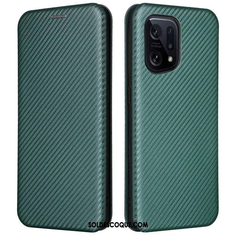 Flip Cover Oppo Find X5 Fibre Carbone