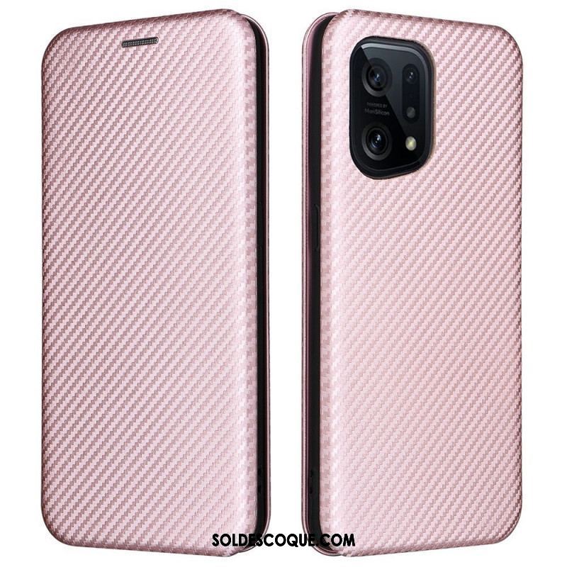 Flip Cover Oppo Find X5 Fibre Carbone