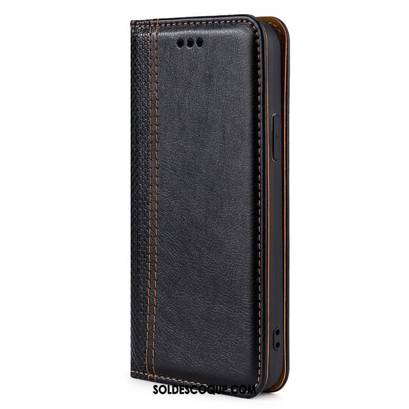 Flip Cover Oppo Find X5 Lite Cuir Litchi Fendu Coutures