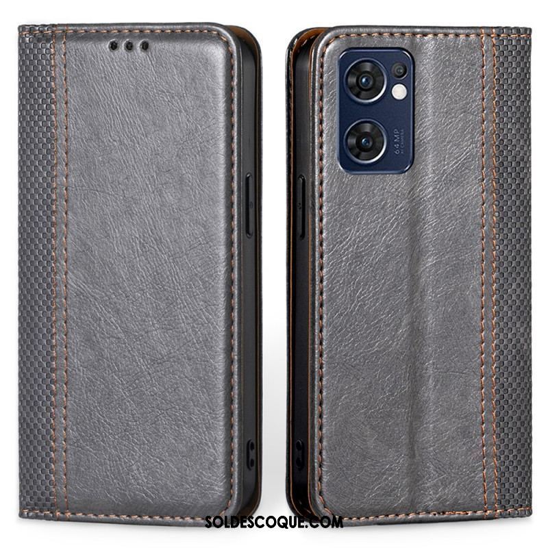 Flip Cover Oppo Find X5 Lite Cuir Litchi Fendu Coutures