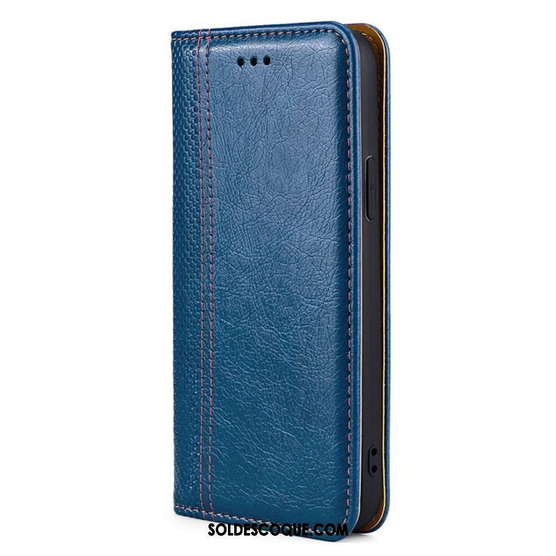 Flip Cover Oppo Find X5 Lite Cuir Litchi Fendu Coutures