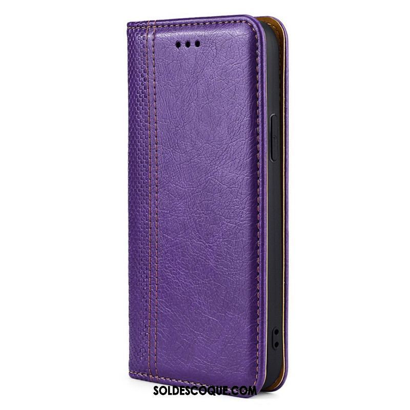 Flip Cover Oppo Find X5 Lite Cuir Litchi Fendu Coutures