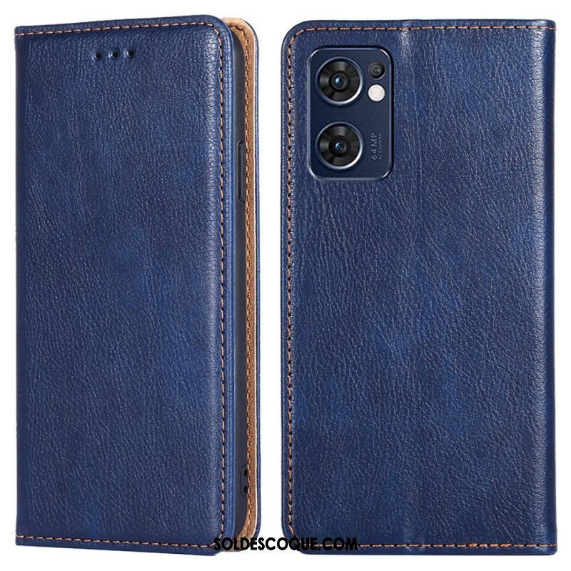 Flip Cover Oppo Find X5 Lite Simili Cuir Coutures