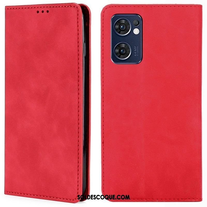 Flip Cover Oppo Find X5 Lite Skin-Touch Effet Cuir