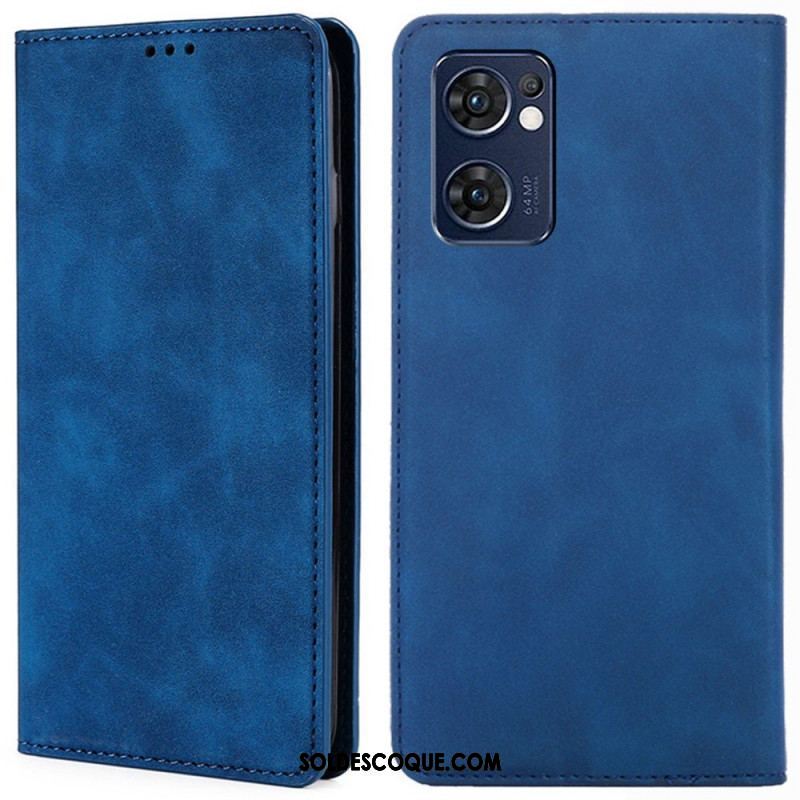 Flip Cover Oppo Find X5 Lite Skin-Touch Effet Cuir