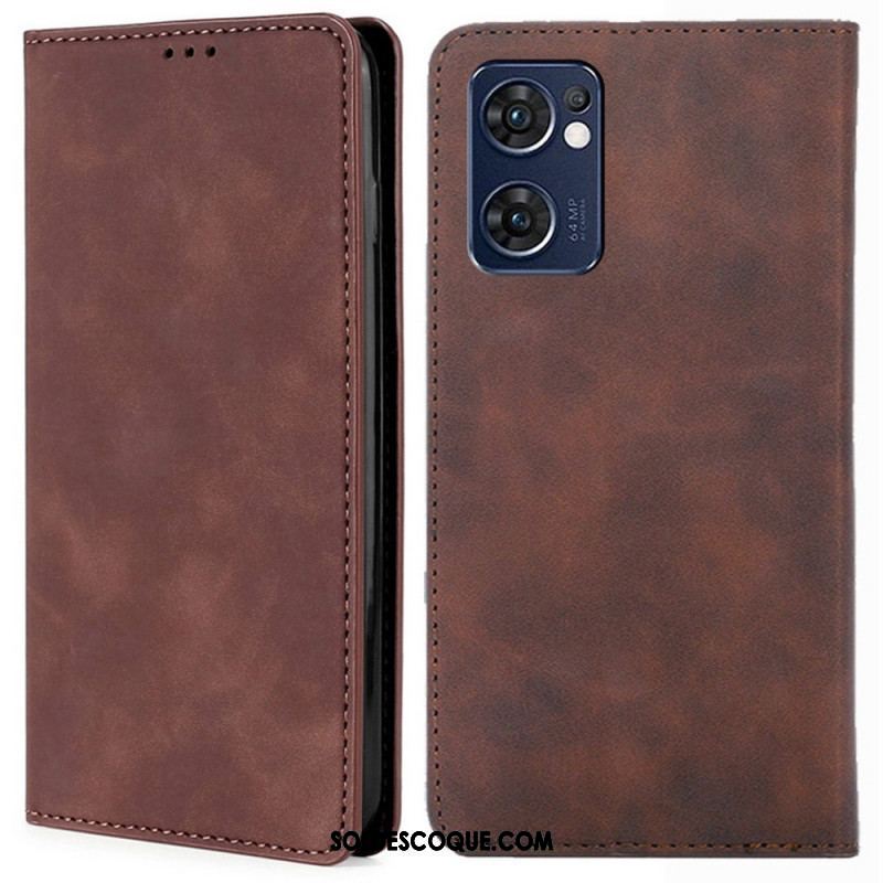 Flip Cover Oppo Find X5 Lite Skin-Touch Effet Cuir