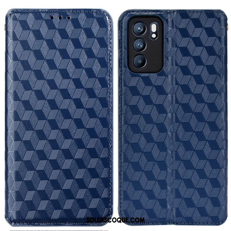 Flip Cover Oppo Reno 6 5G Effet Cuir Diamant 3D