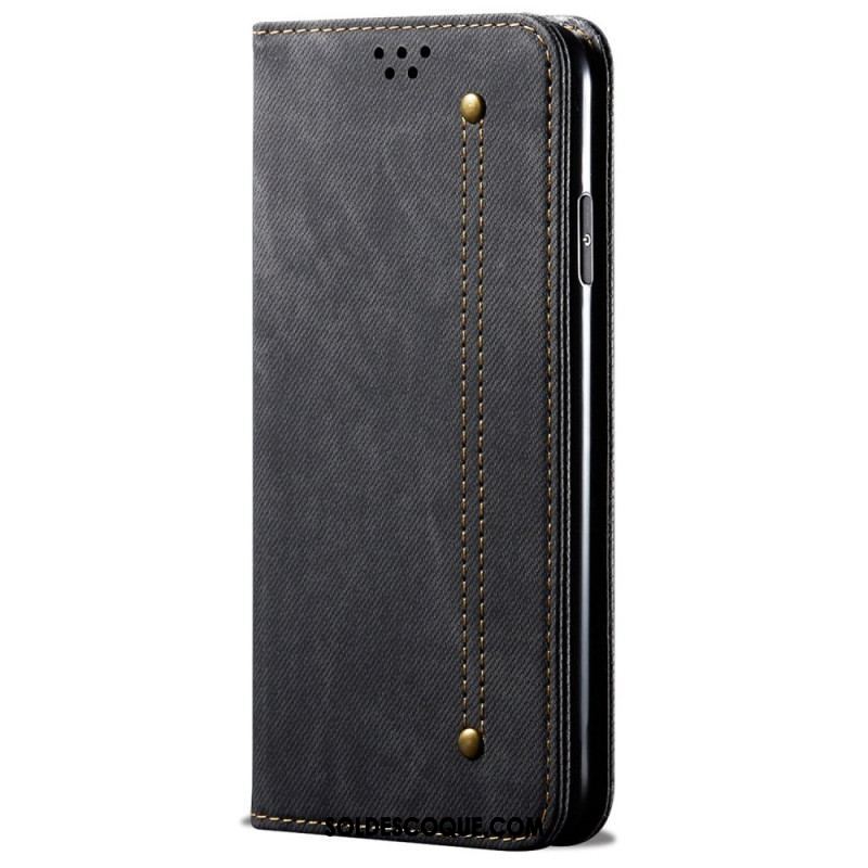 Flip Cover Oppo Reno 7 Tissu Jeans