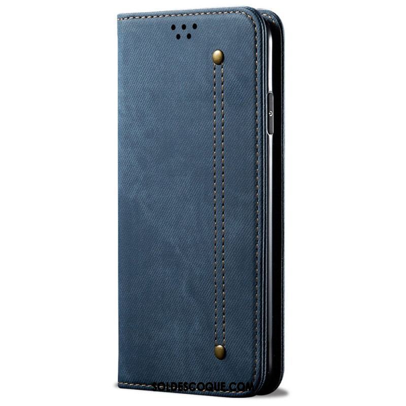 Flip Cover Oppo Reno 7 Tissu Jeans