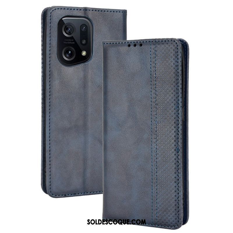 Flip Cover Oppo find X5 Effet Cuir Vintage Stylisé