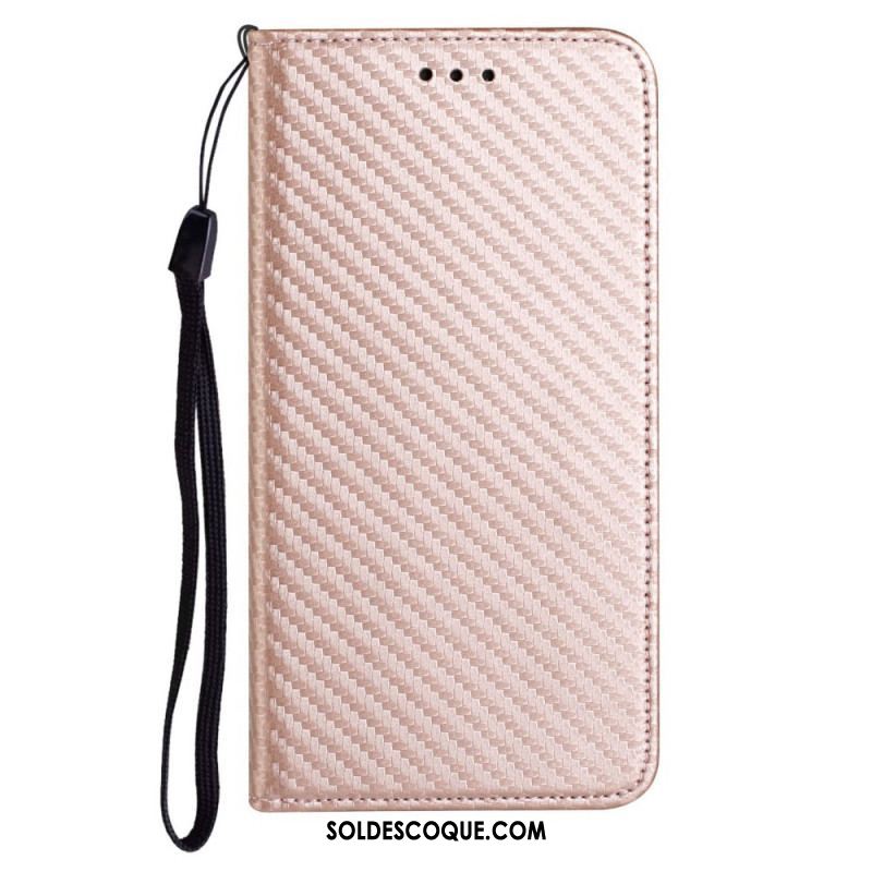 Flip Cover Samsung Galaxy A12 / M12 Fibre Carbone à Lanière