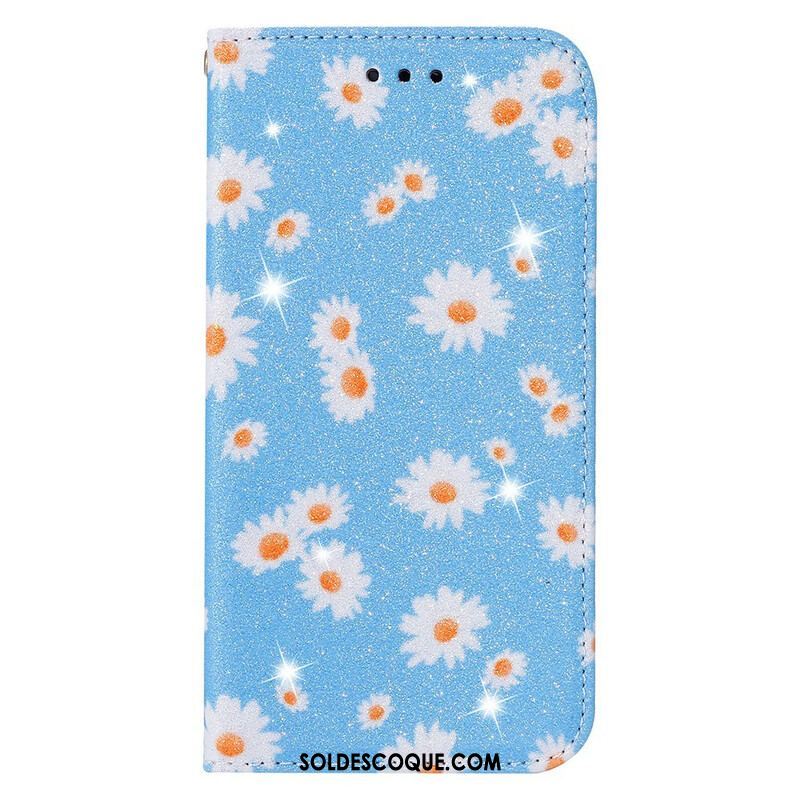 Flip Cover Samsung Galaxy A51 5G Simili Cuir Marguerites