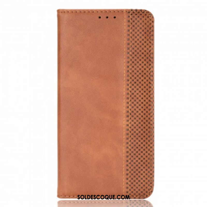 Flip Cover Samsung Galaxy S21 Ultra 5G Effet Cuir Vintage Stylisé