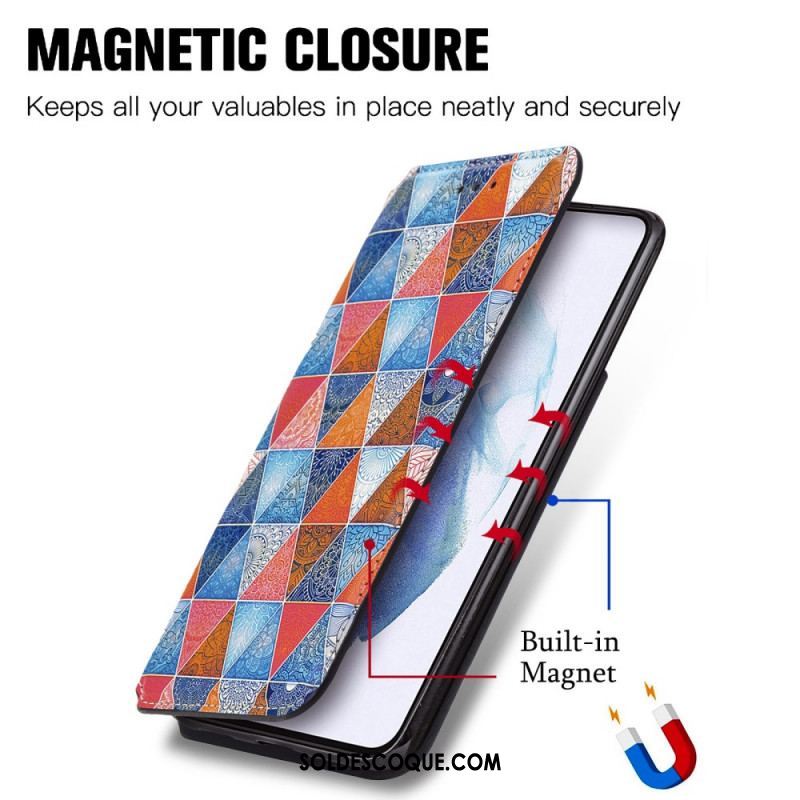 Flip Cover Samsung Galaxy S21 Ultra 5G Motif Coloré Surprenant