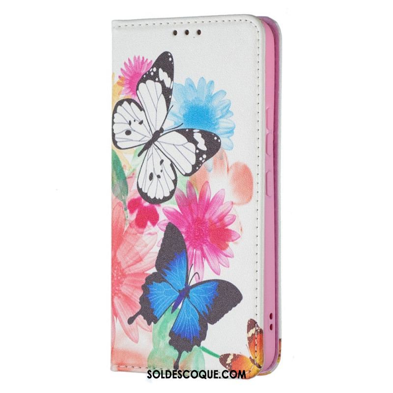 Flip Cover Samsung Galaxy S22 5G Papillons Colorés