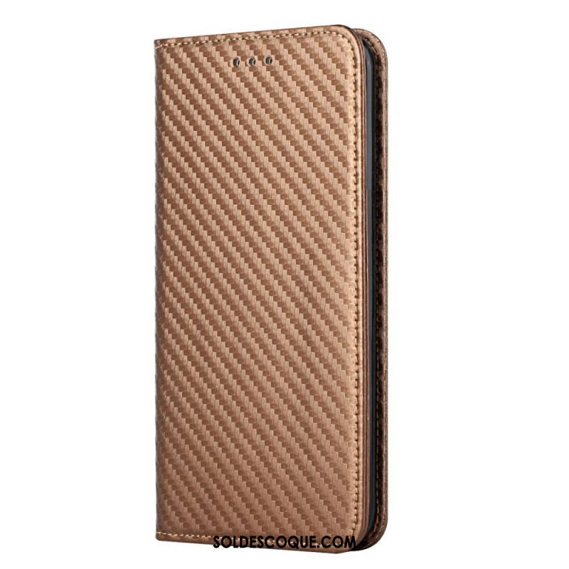 Flip Cover Samsung Galaxy S22 Ultra 5G Fibre Carbone à Lanière