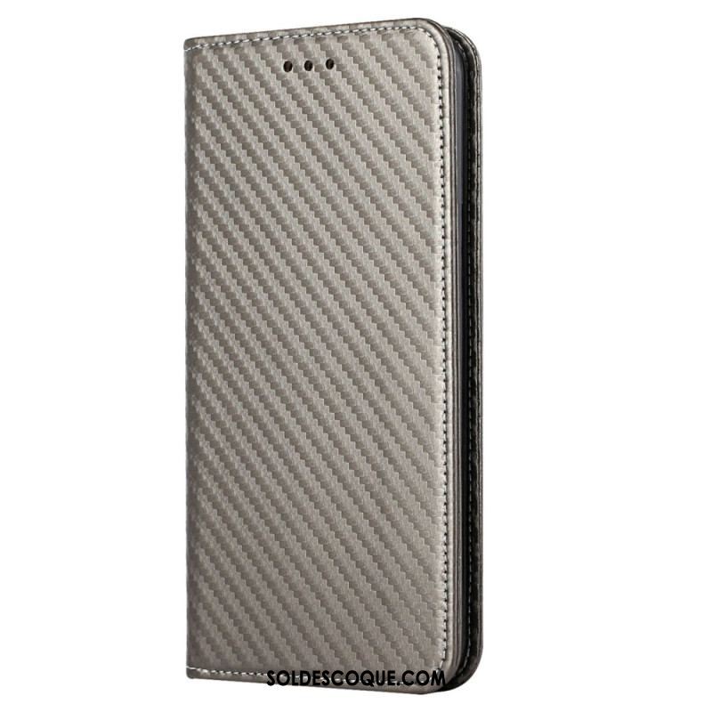 Flip Cover Samsung Galaxy S23 5G Style Fibre Carbone à Lanière